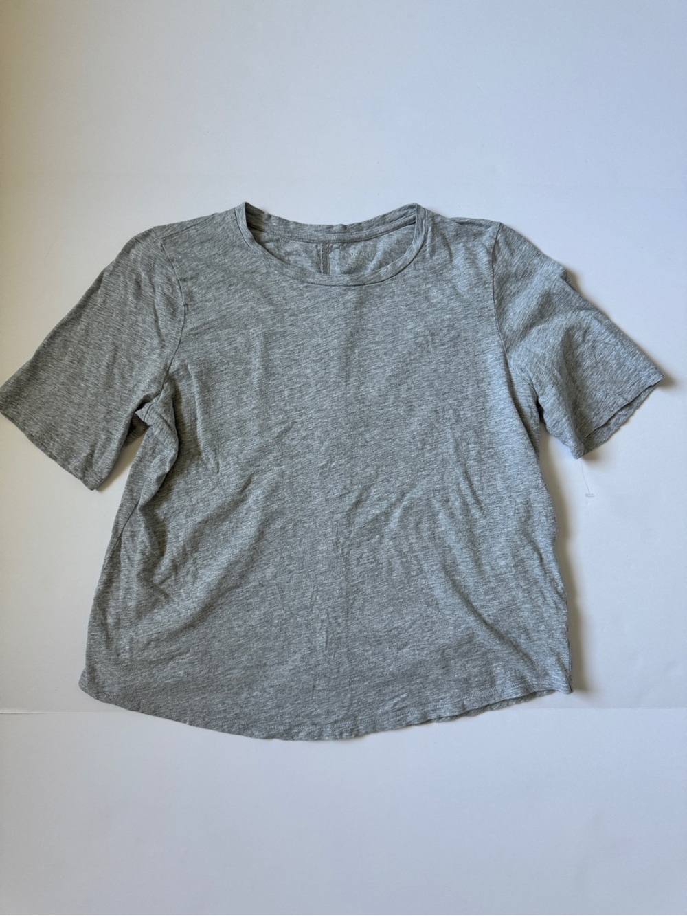 Eileen Fisher Organic Cotton Gray Short Sleeve Crewneck Tee Size Petite Large - Picture 2 of 6